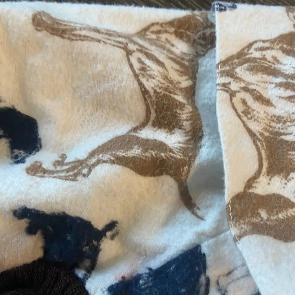 Doggie Duds Size Medium Brown & Cream Dog Print 100% Acrylic Collared Sweater